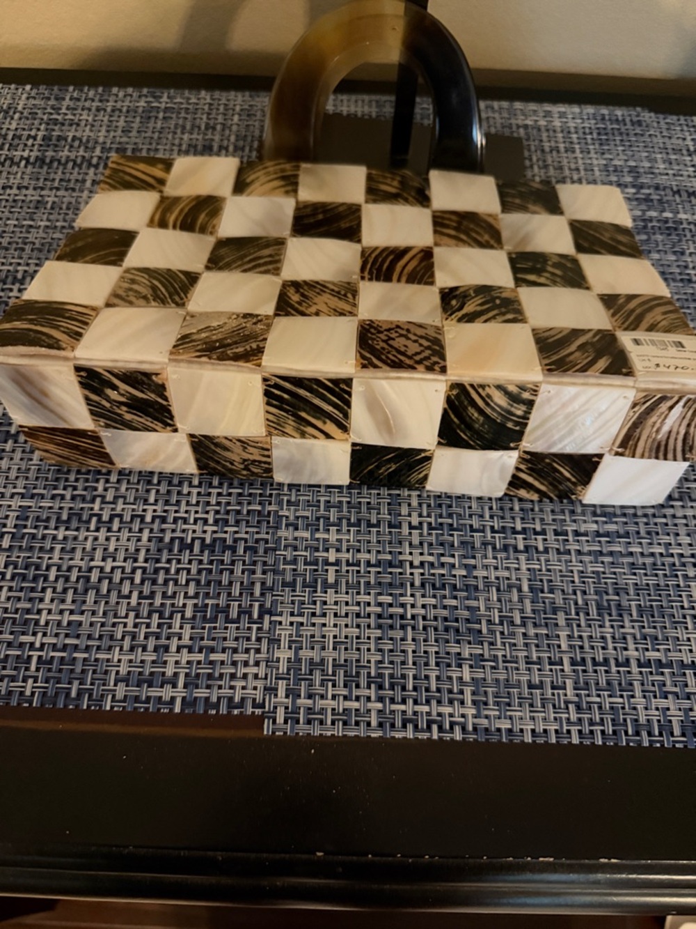 Woven Shell Mosaic Clutch - Cream & Brown - Picture 5 of 7